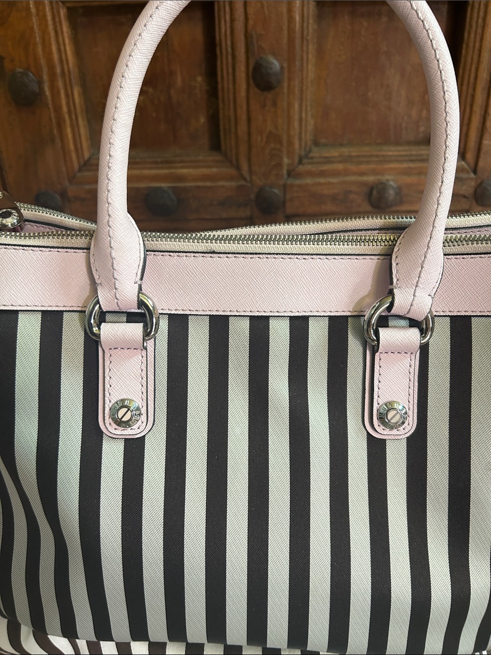 HENRI BENDEL RARE
Centennial Stripe Handbag Pink, Black, White Crossbody purse - Picture 7 of 16